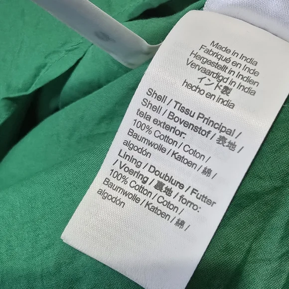 J. Crew Factory Smocked Midi Dress Floral Green/ Pink Puff Short Sleeves Size M - Picture 7 of 13